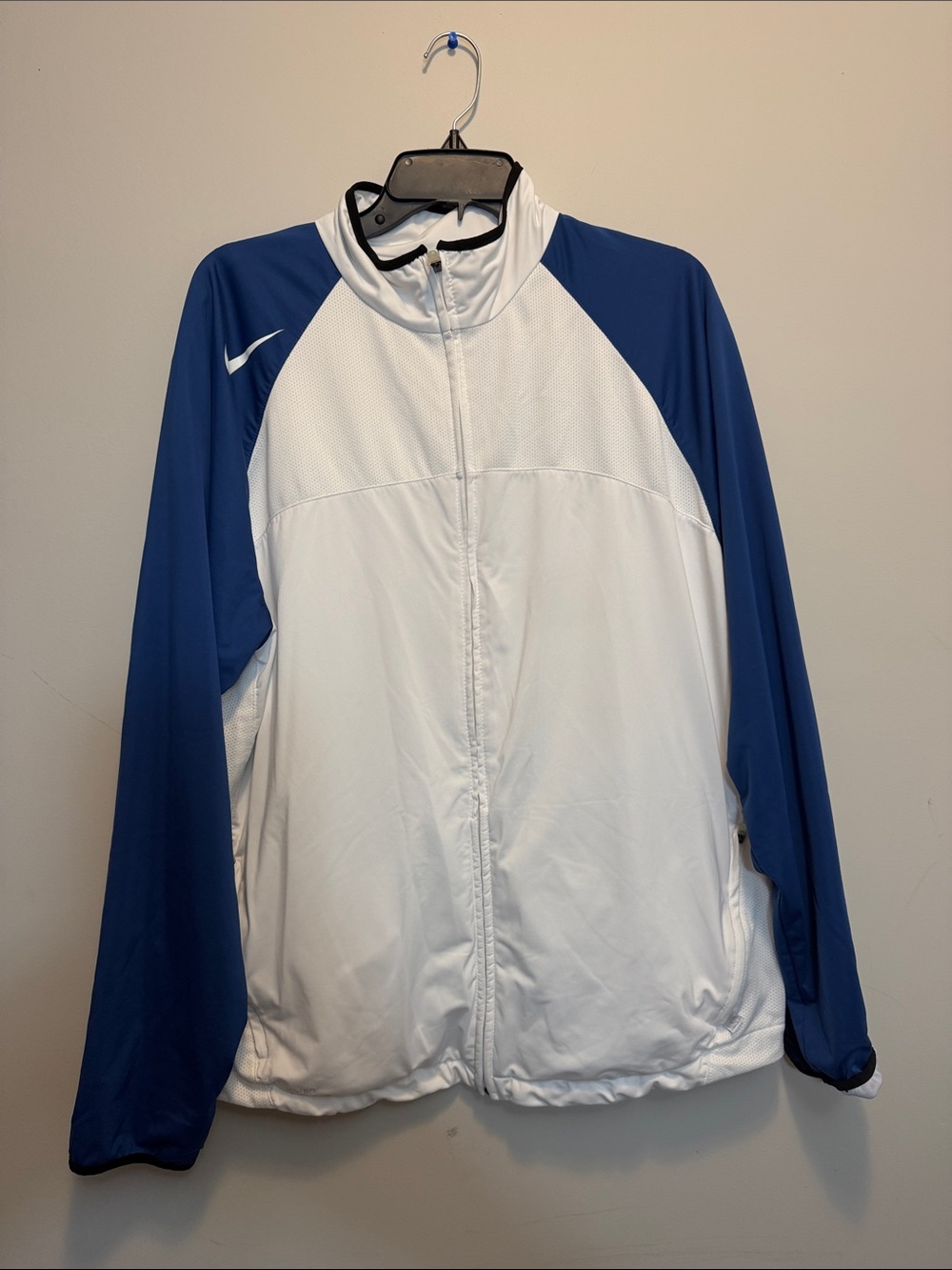 Nike White and Blue Full-Zip Bomber Jacket